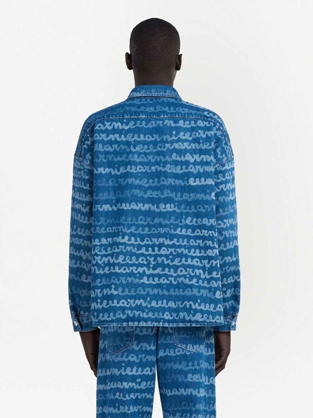 Shop Marni Handwriting-print Denim Shirt