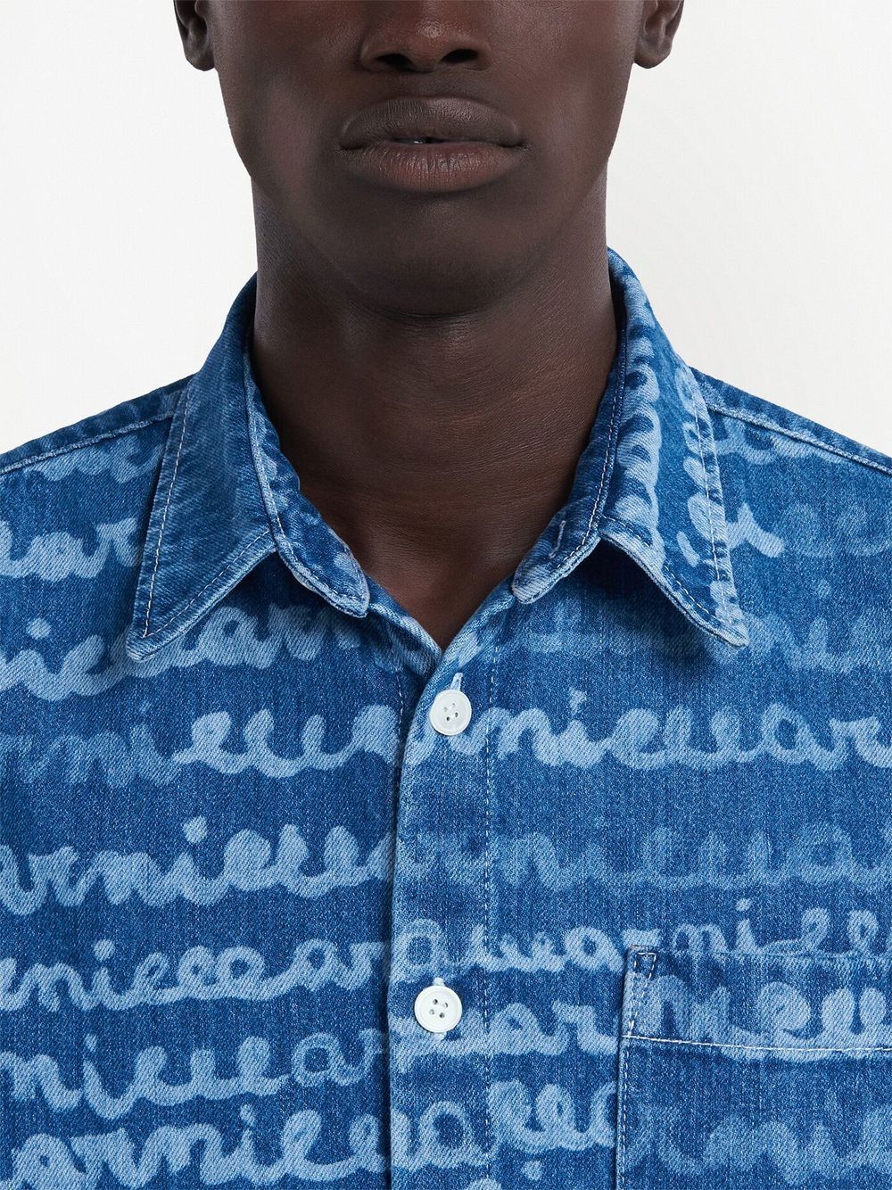 Shop Marni Handwriting-print Denim Shirt