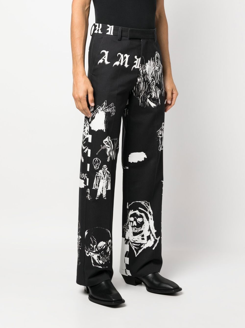 Shop Amiri Graphic-print Straight-leg Trousers