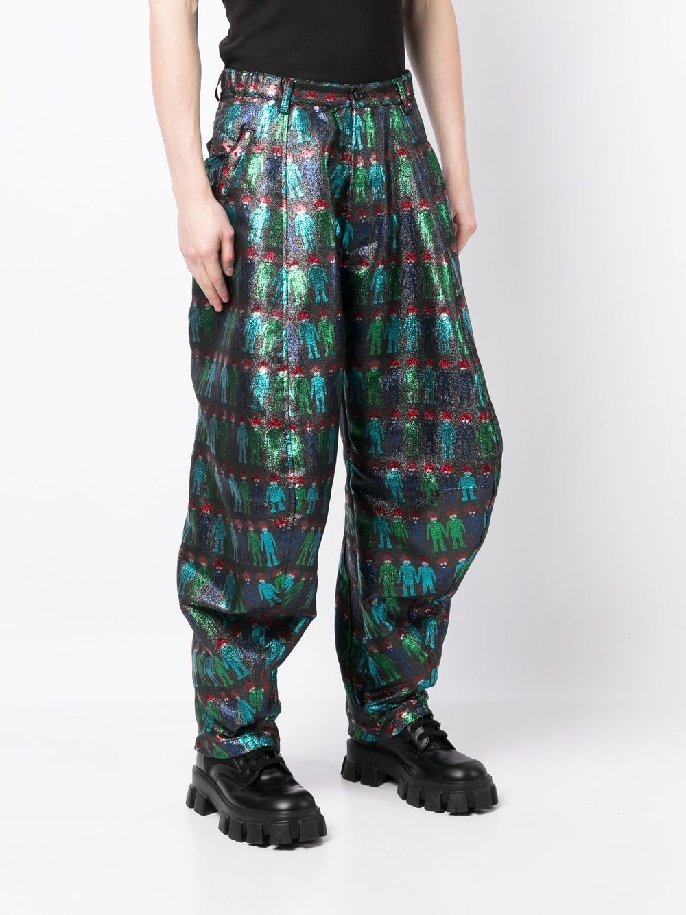 Shop Walter Van Beirendonck Graphic-print Tapered-leg Trousers