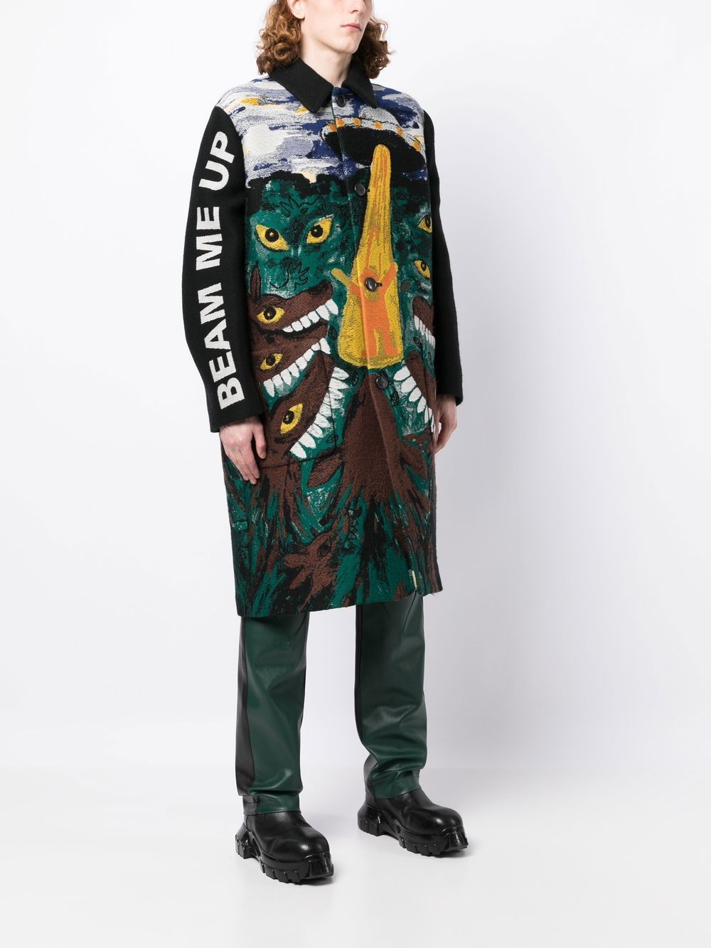 Shop Walter Van Beirendonck Graphic-print Single Breasted Coat