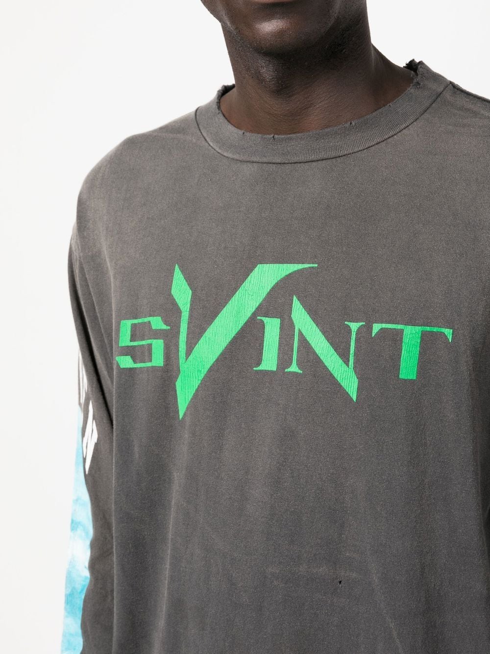 Shop Saint Mxxxxxx Logo-print Long-sleeve T-shirt