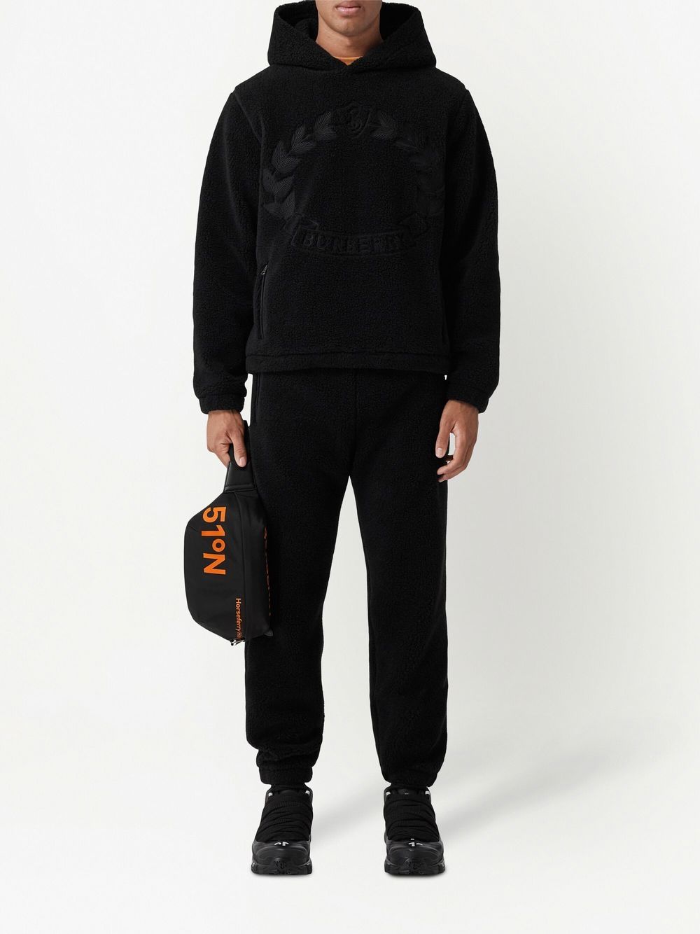 Shop Burberry Embroidered-logo Fleece Track Pants