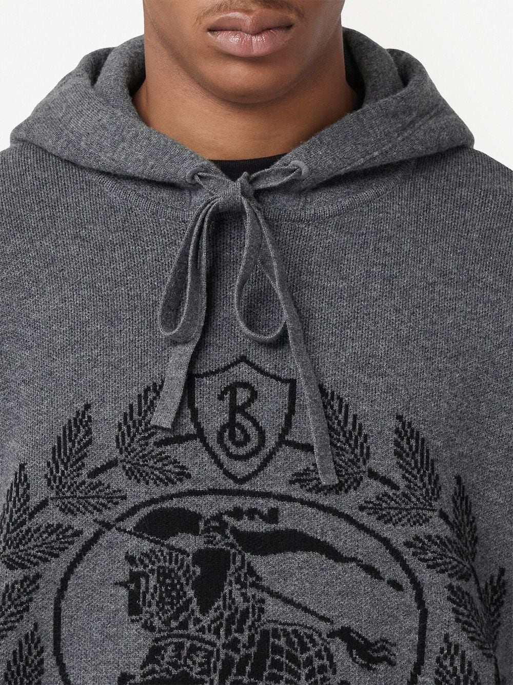 Shop Burberry Equestrian Knight Jacquard Hoodie