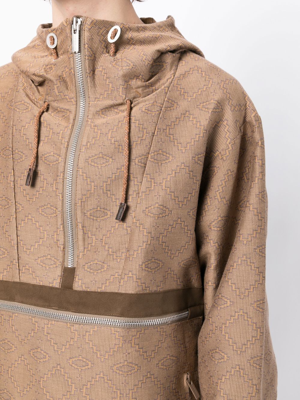 Shop White Mountaineering Geometric Pattern Half-zipped Jacket