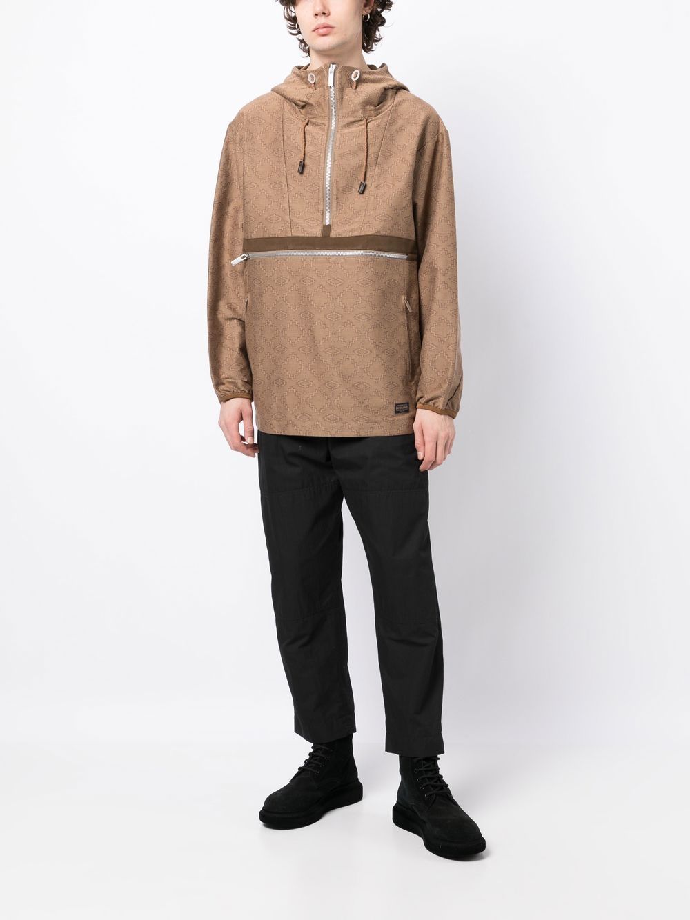 Shop White Mountaineering Geometric Pattern Half-zipped Jacket