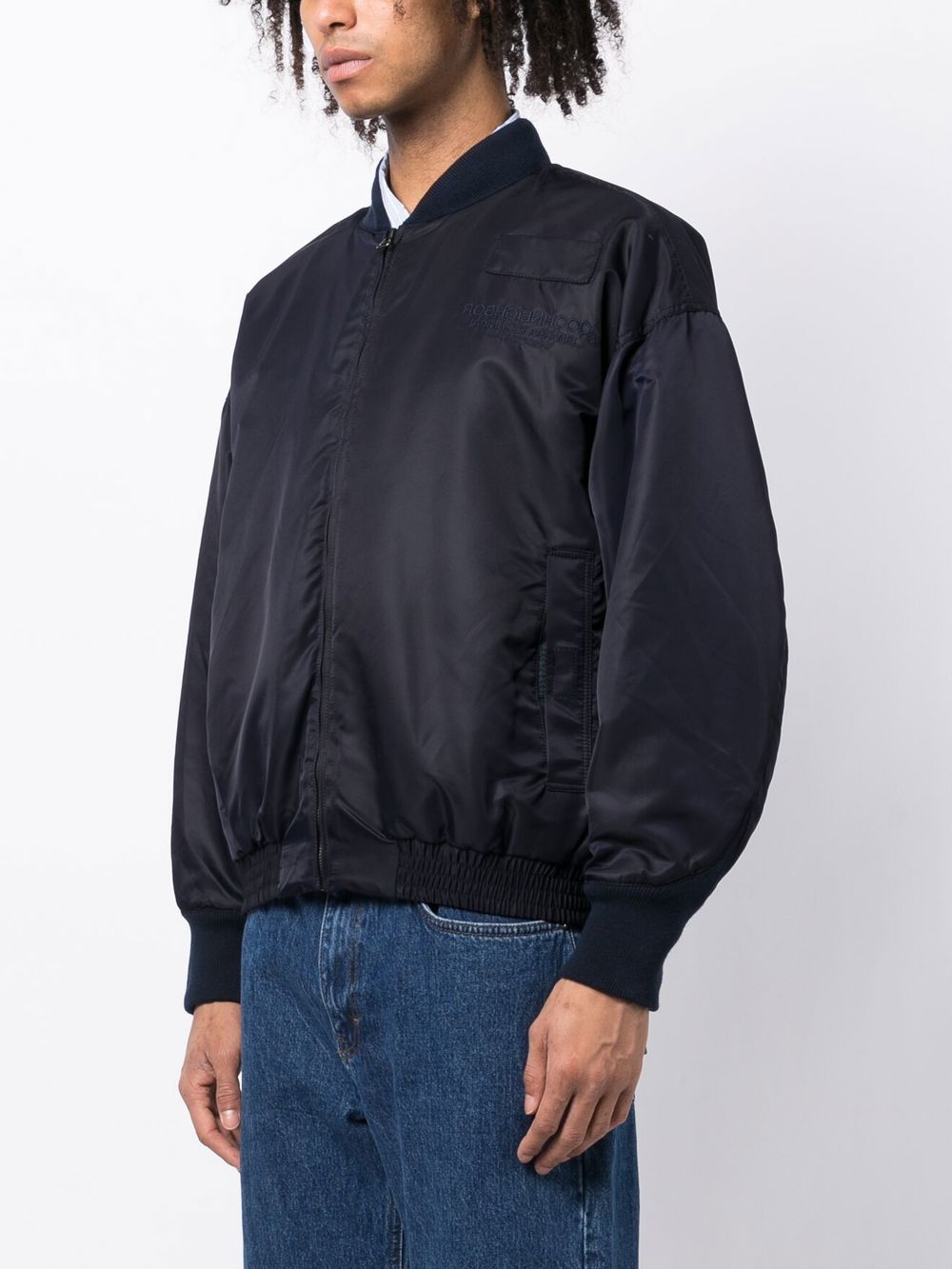 Shop Neighborhood Graphic-print Embroidered Navy Bomber Jacket