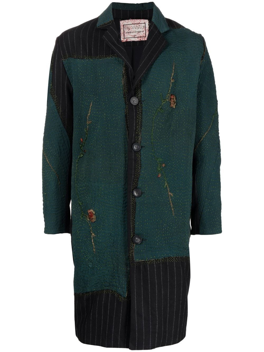 Shop By Walid Gil Floral-embroidered Pinstripe Coat