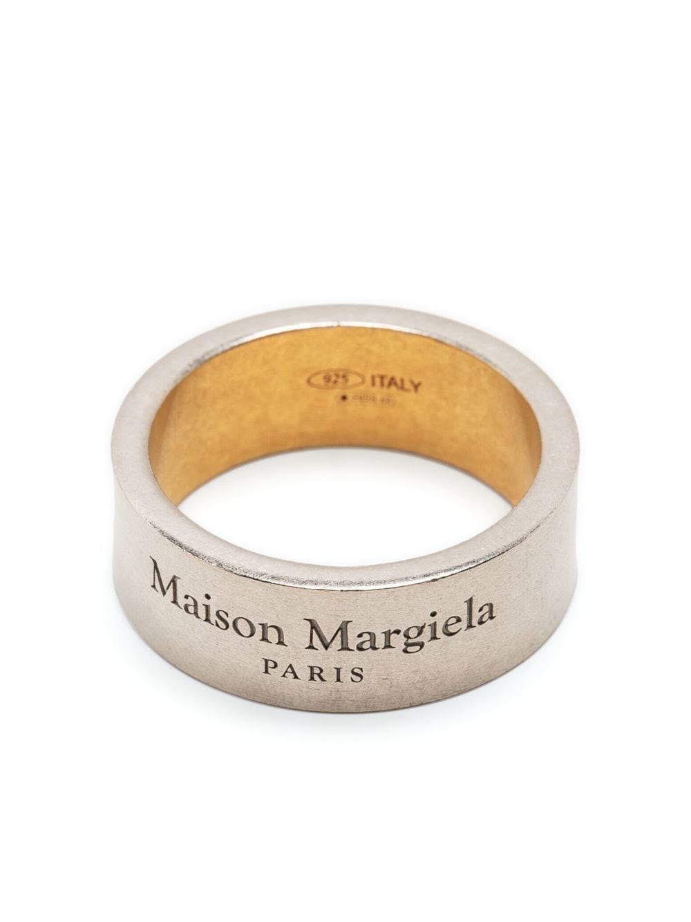 Shop Maison Margiela Engraved-logo Sterling Silver Ring