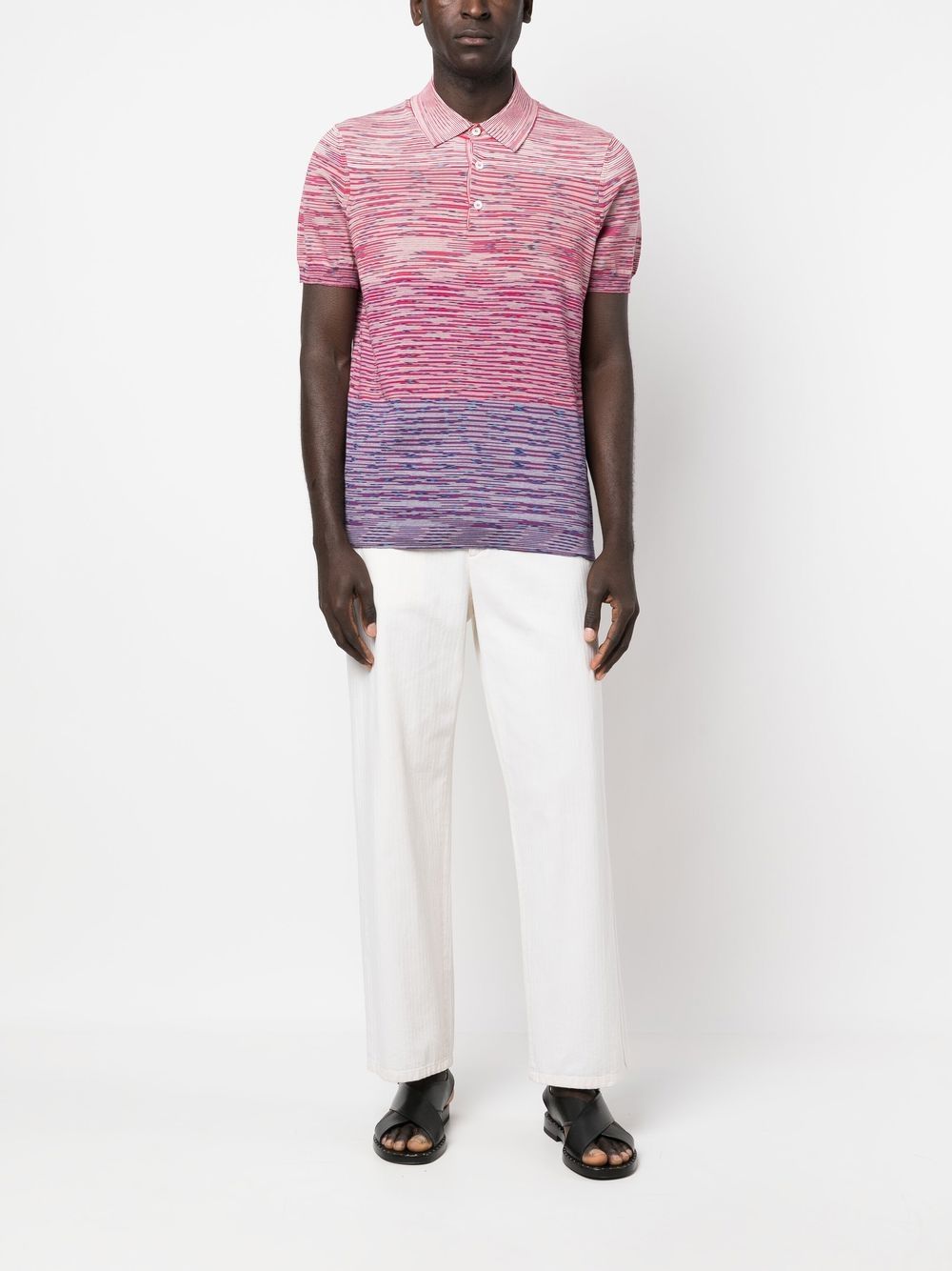 Shop Missoni Fine-knit Short-sleeve Polo Shirt