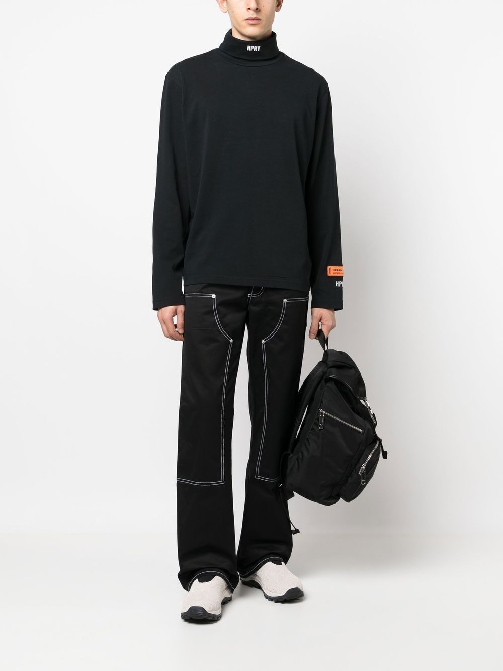 Shop Heron Preston Hpny Embroidered-logo Roll-neck Top