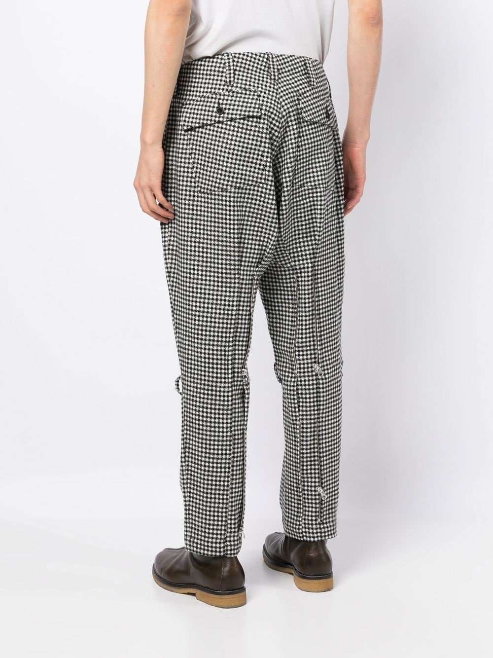 Shop The Power For The People Houndstooth Rear-zip Tapered Trousers