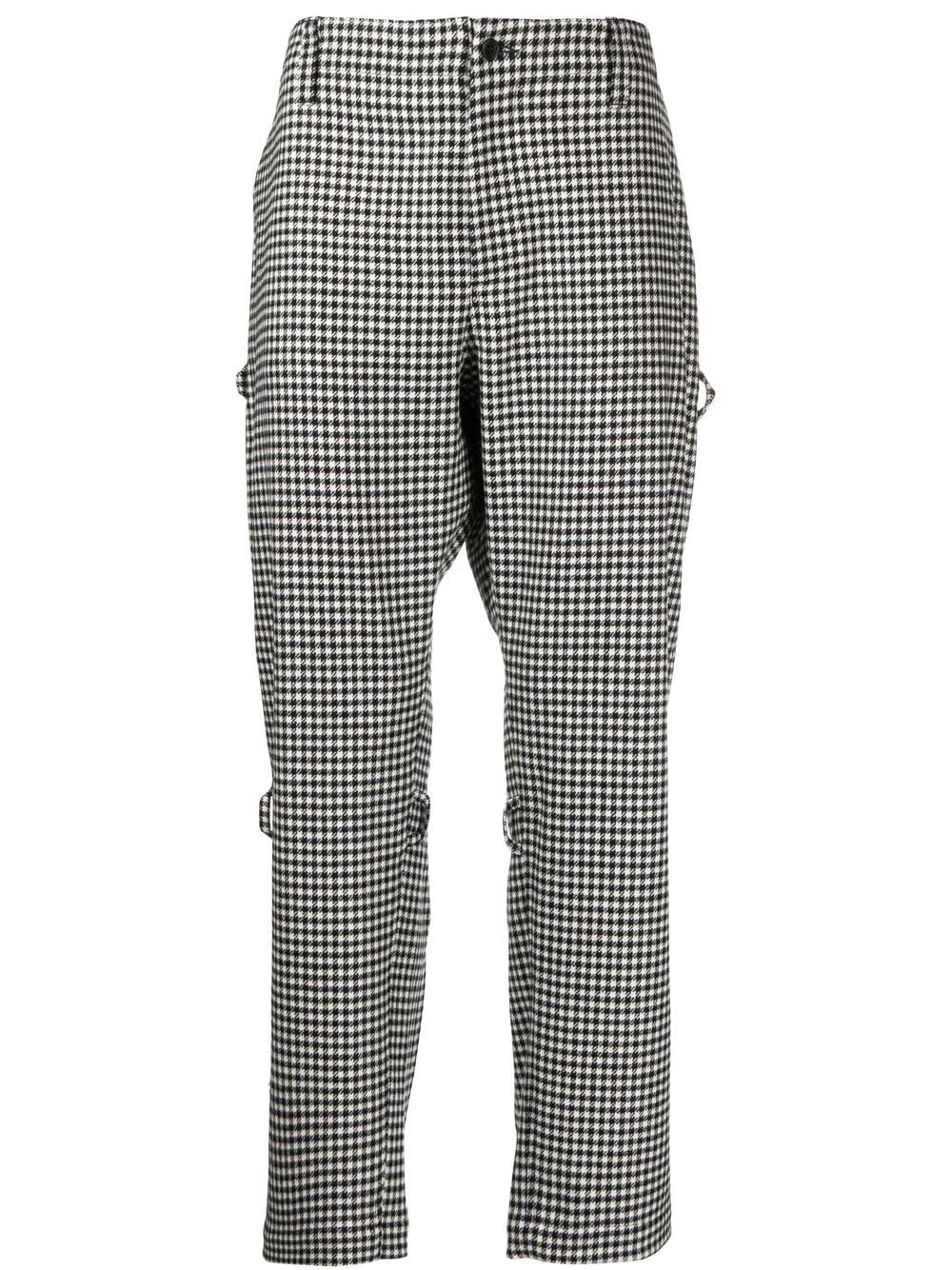 Shop The Power For The People Houndstooth Rear-zip Tapered Trousers