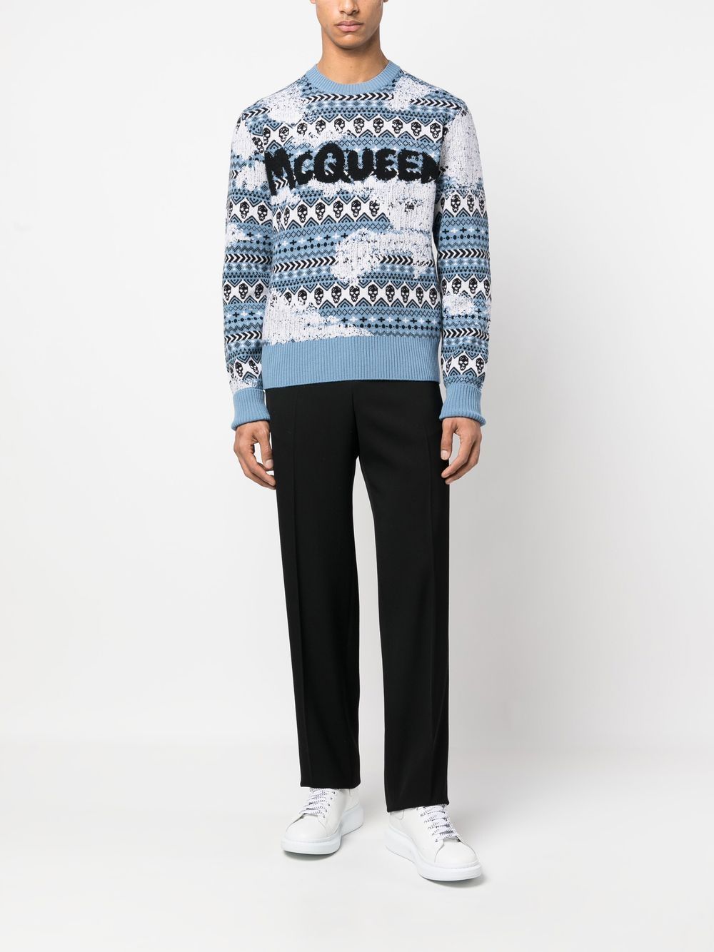 Shop Alexander Mcqueen Graffiti-logo Fair Isle Knit Jumper