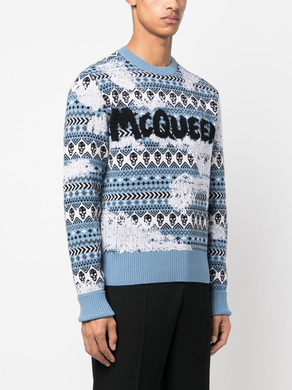 Shop Alexander Mcqueen Graffiti-logo Fair Isle Knit Jumper