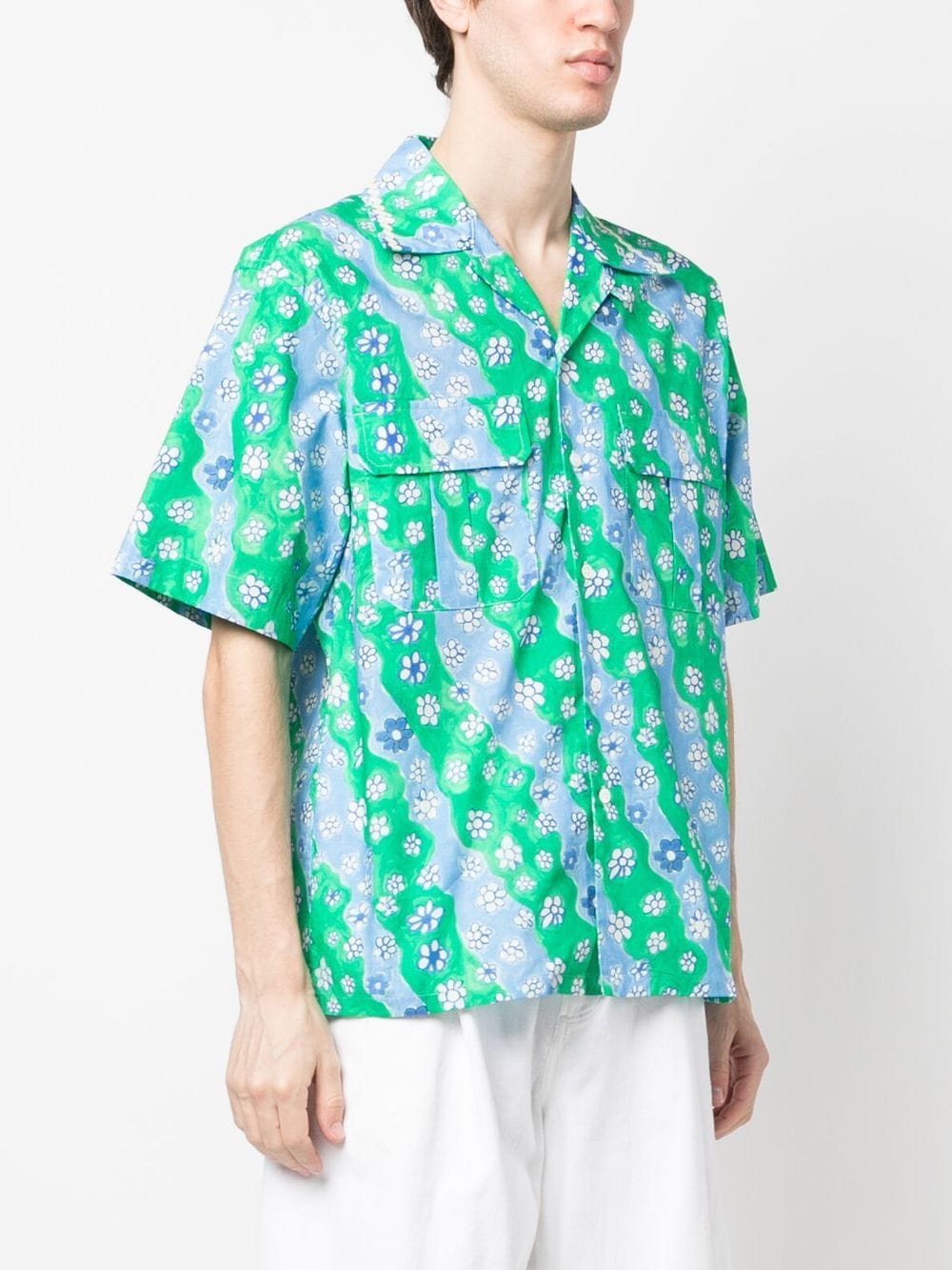 Shop Marni Floral-print Short-sleeved Shirt