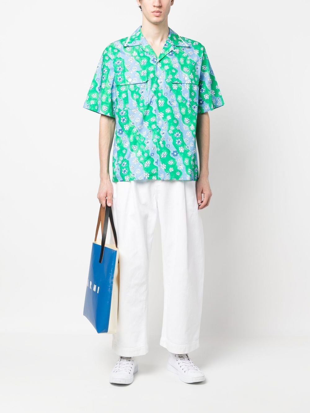 Shop Marni Floral-print Short-sleeved Shirt