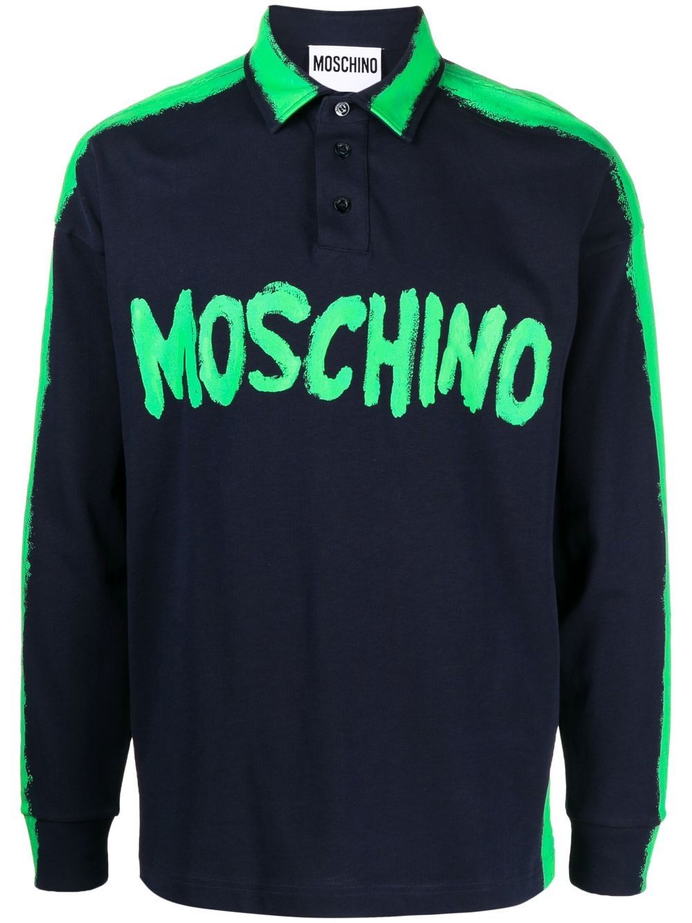 Shop Moschino Logo-print Cotton Polo Shirt
