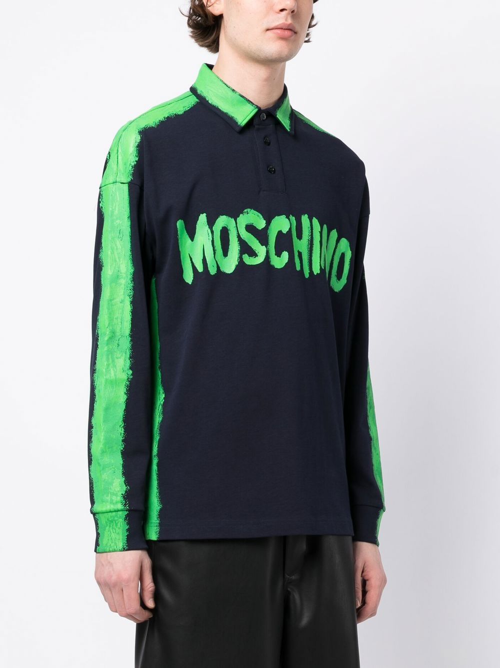 Shop Moschino Logo-print Cotton Polo Shirt