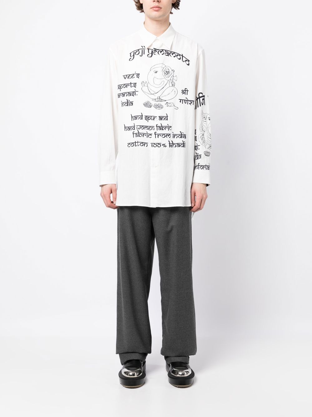 Shop Yohji Yamamoto Graphic-print Long Shirt