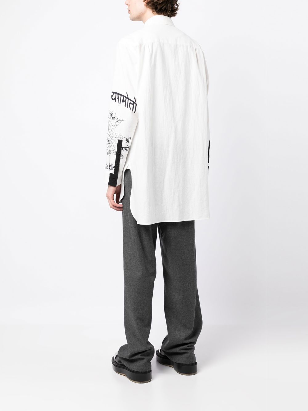 Shop Yohji Yamamoto Graphic-print Long Shirt