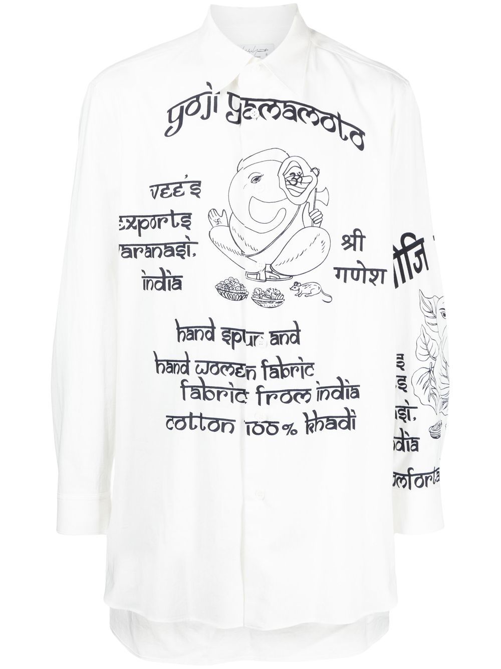 Shop Yohji Yamamoto Graphic-print Long Shirt