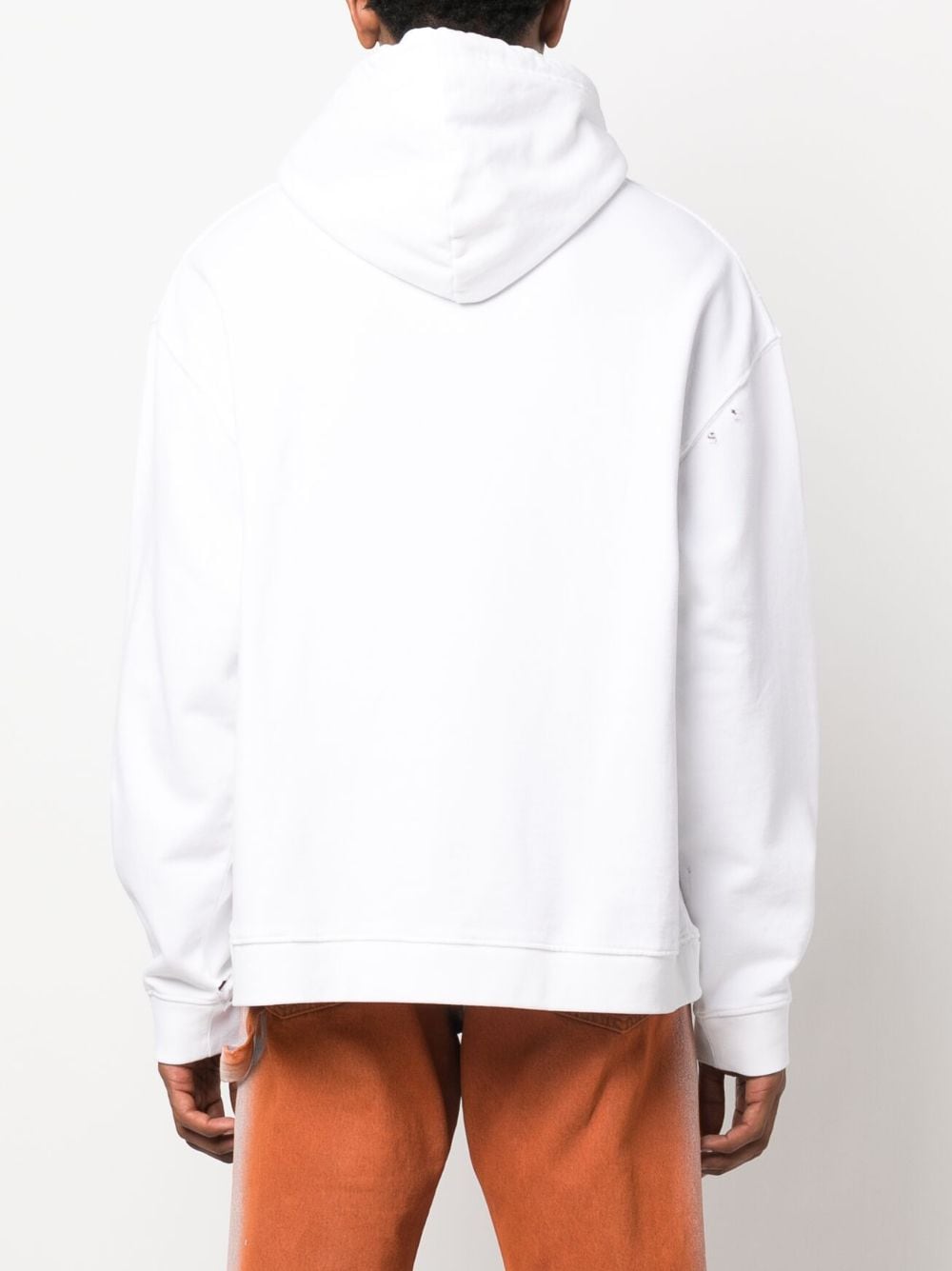 Shop Raf Simons Logo Patch Ripped Hoodie