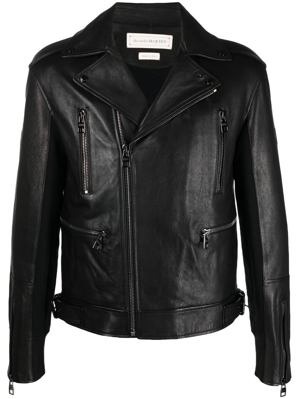 Shop Alexander Mcqueen Leather-trim Biker Jacket