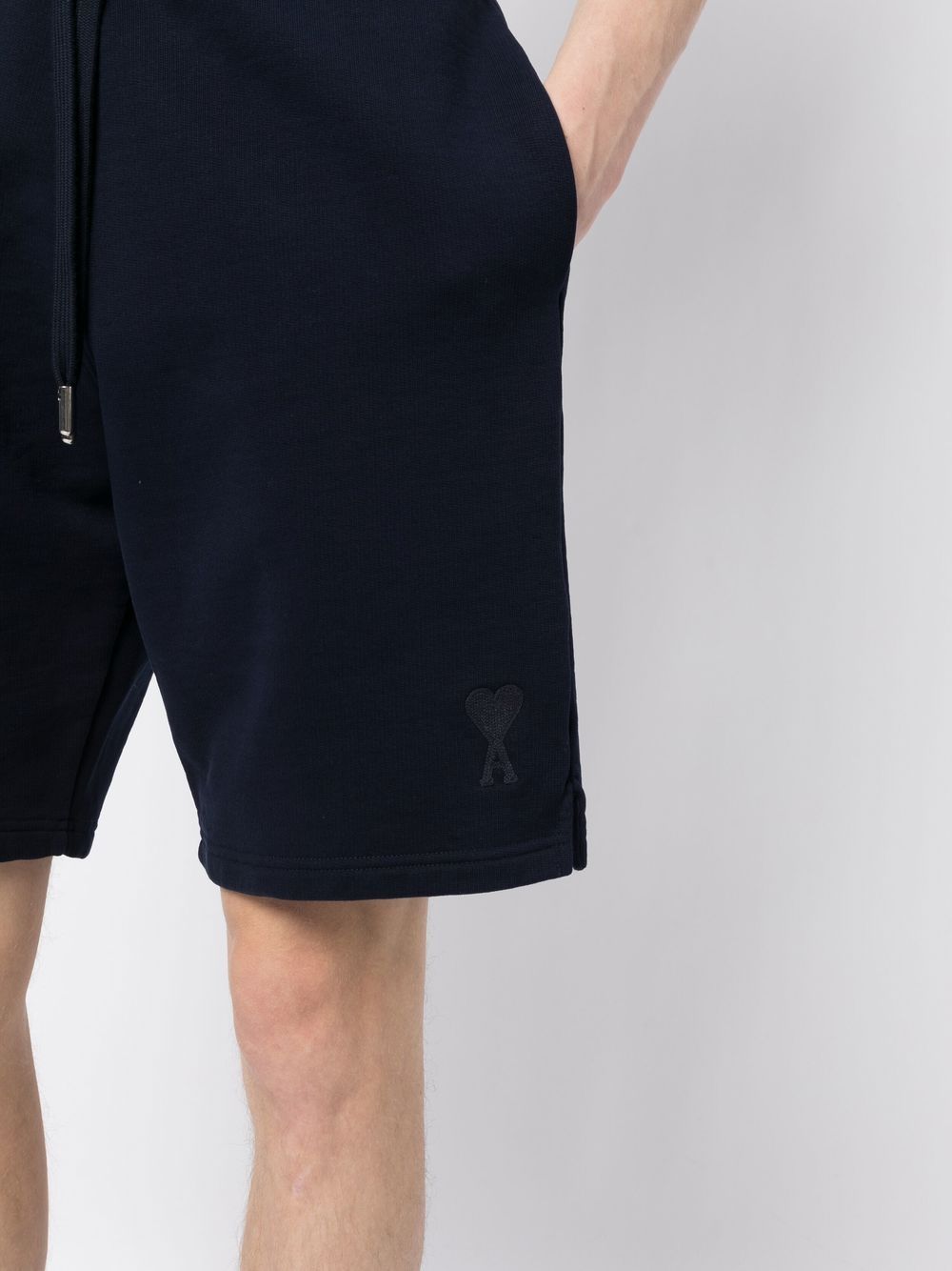 Shop Ami Alexandre Mattiussi Embroidered-logo Track Shorts