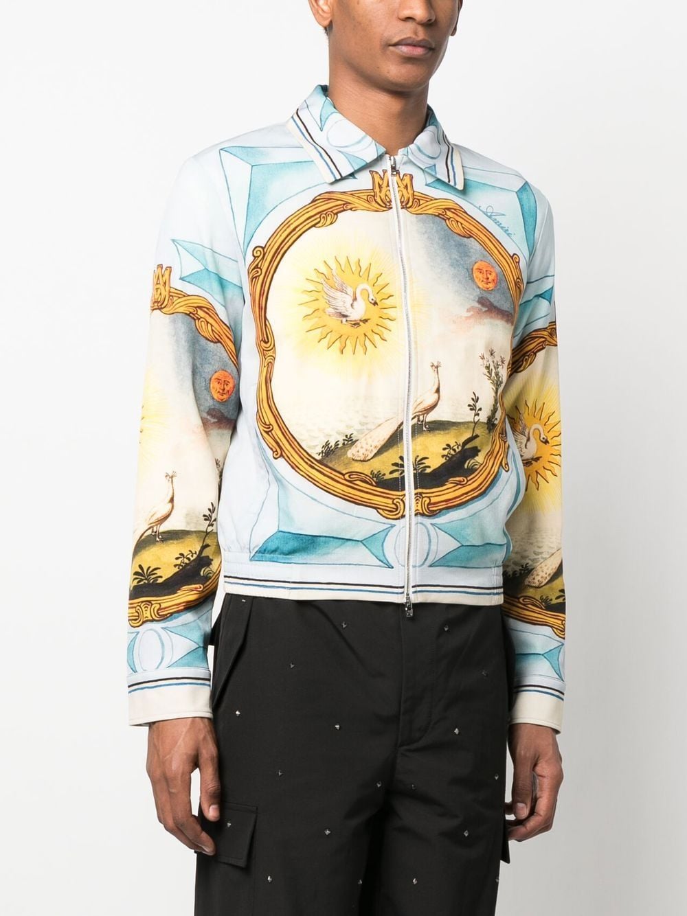 Shop Amiri Landscape Frame Varsity Jacket