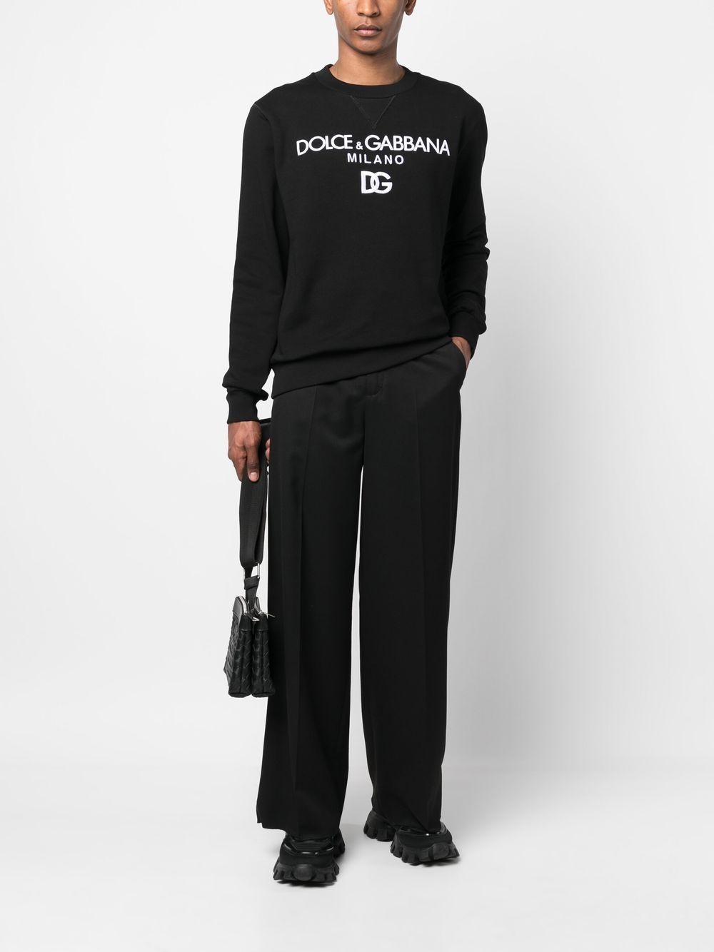 Shop Dolce & Gabbana Logo-embroidered Cotton Sweatshirt