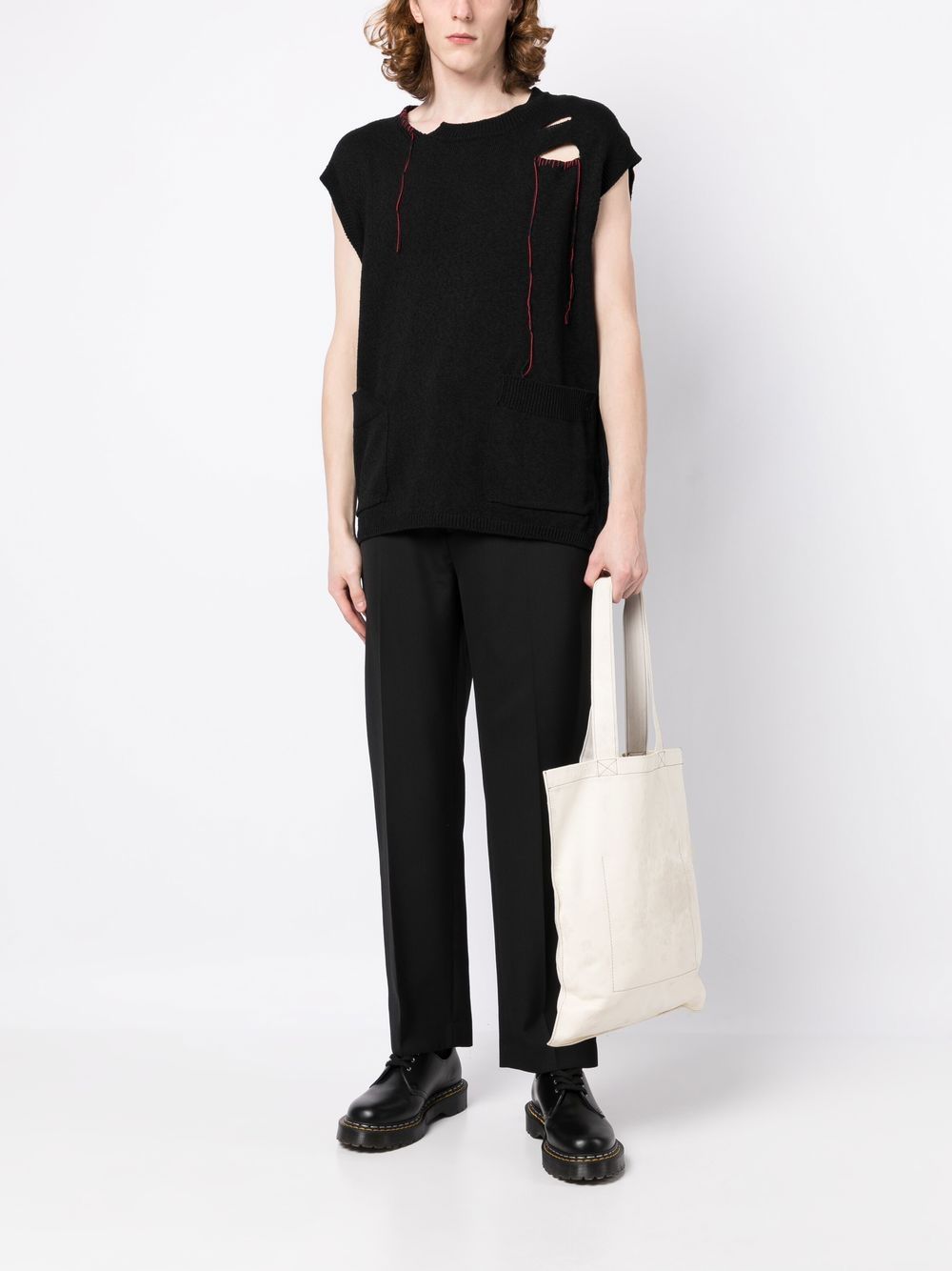 Shop Yohji Yamamoto Hole-detail Sleeveless Vest