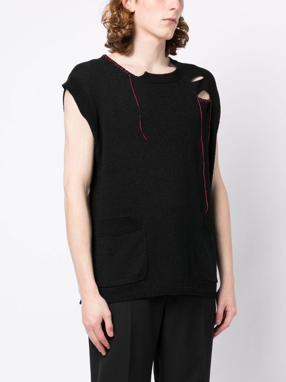 Shop Yohji Yamamoto Hole-detail Sleeveless Vest