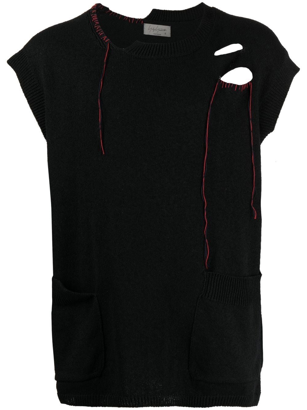 Shop Yohji Yamamoto Hole-detail Sleeveless Vest
