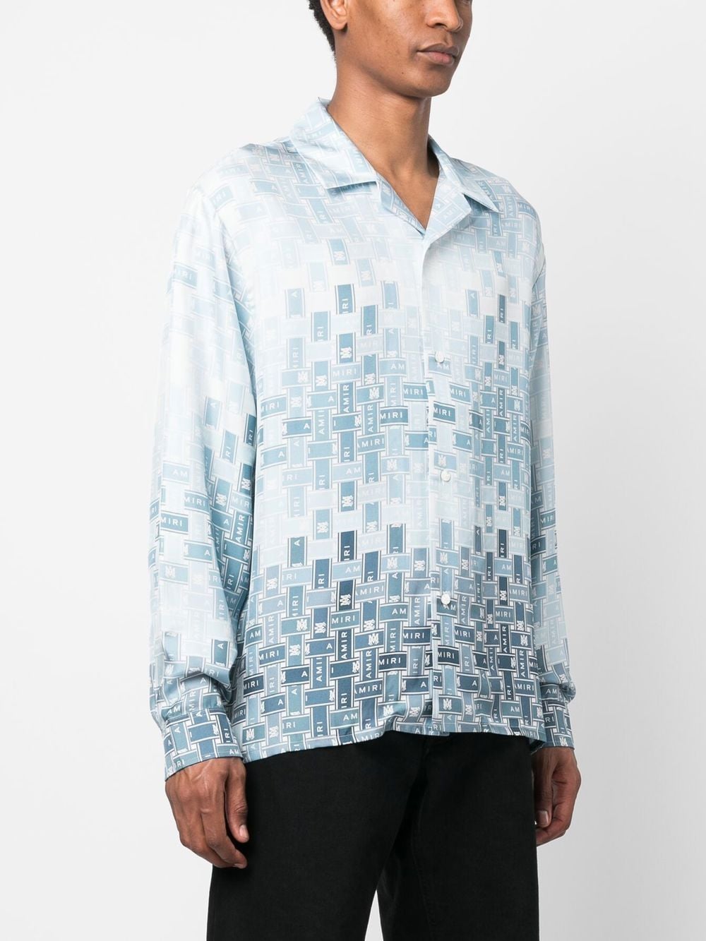 Shop Amiri Gradient Tape-print Silk Shirt