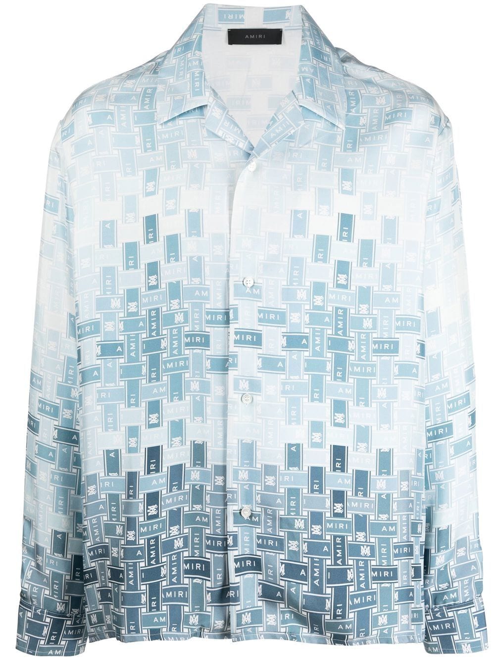 Shop Amiri Gradient Tape-print Silk Shirt