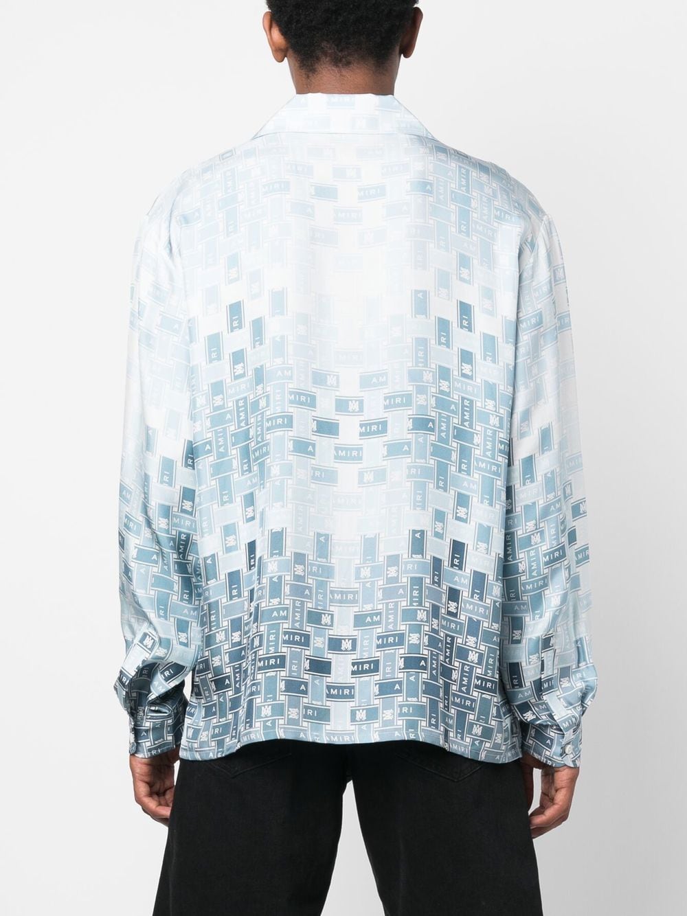 Shop Amiri Gradient Tape-print Silk Shirt