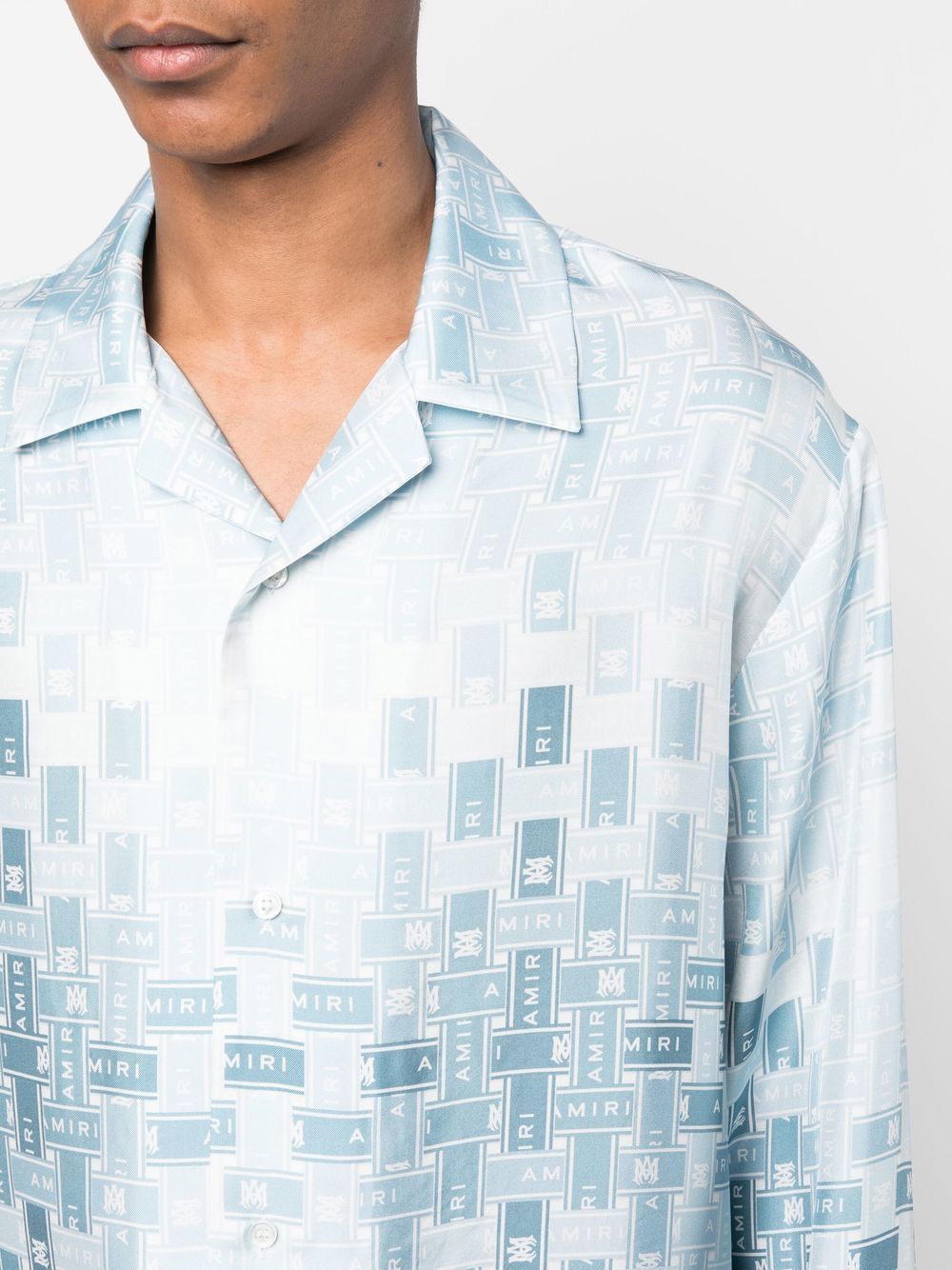 Shop Amiri Gradient Tape-print Silk Shirt