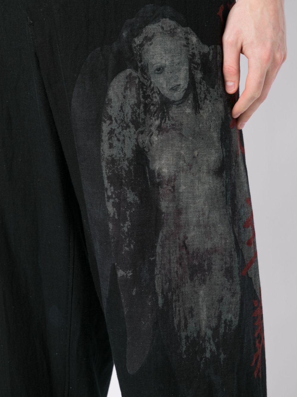 Shop Yohji Yamamoto Graphic-print Drop-crotch Trousers