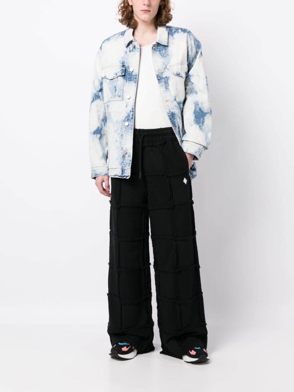 Shop Marcelo Burlon County Of Milan Inside-out Frayed Drawstring Trousers