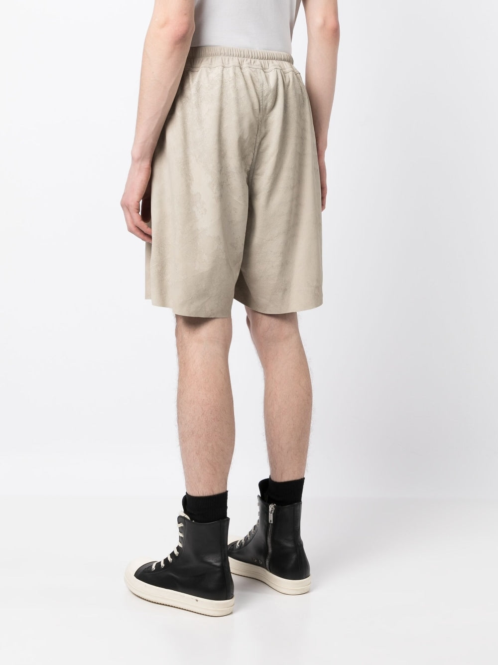 Shop Rick Owens Drawstring Leather Shorts