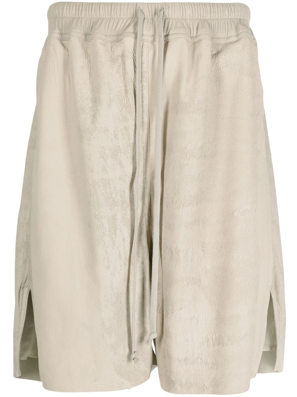 Shop Rick Owens Drawstring Leather Shorts