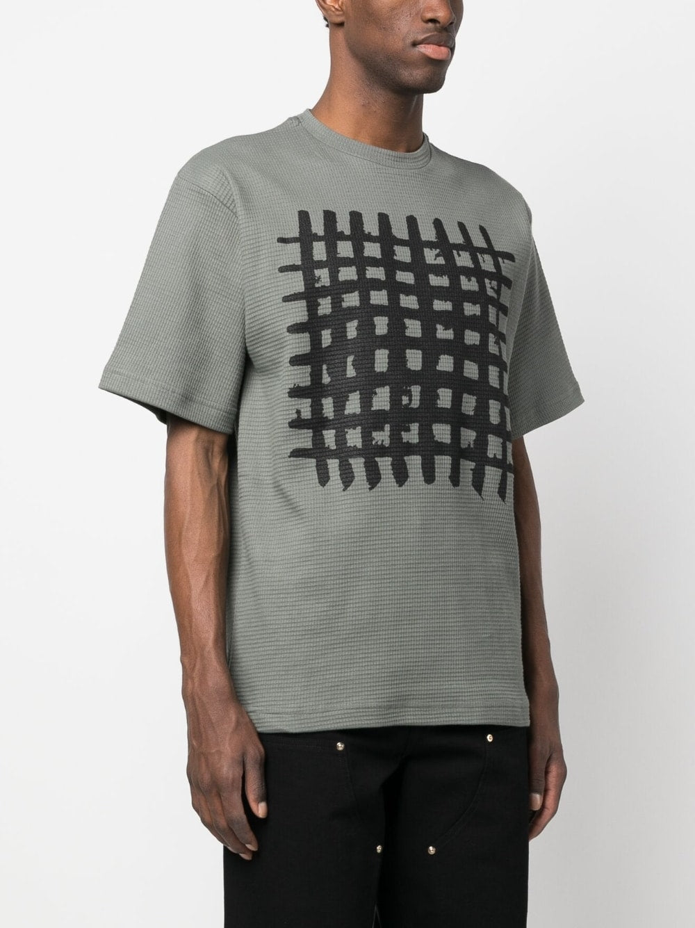 Shop Gr10k Grid-print Cotton T-shirt