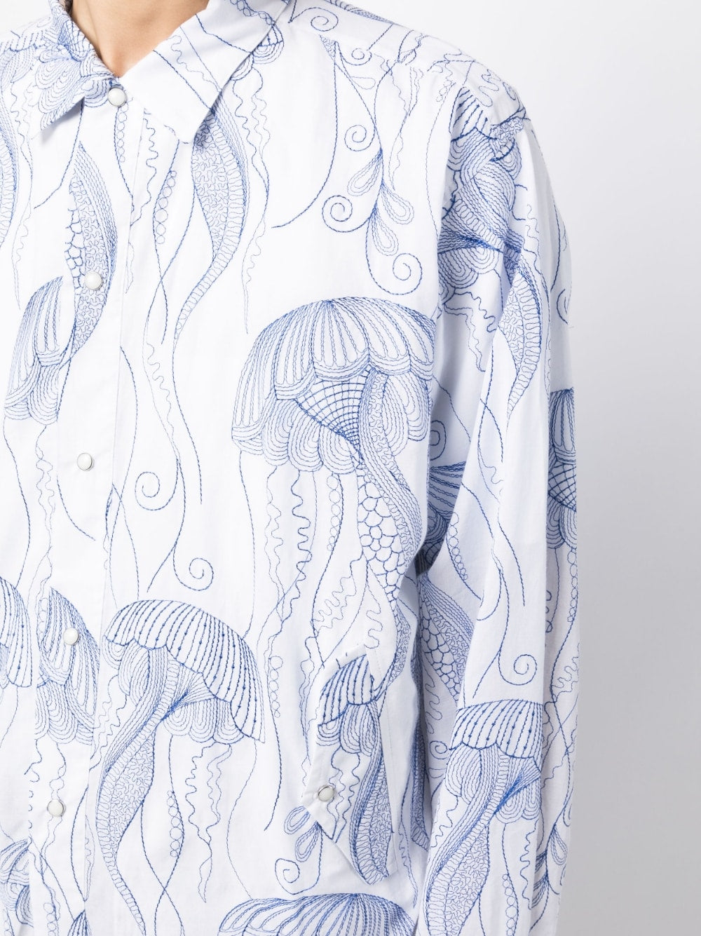 Shop Toga Virilis Graphic-print Cotton Long Sleeved Shirt Jacket