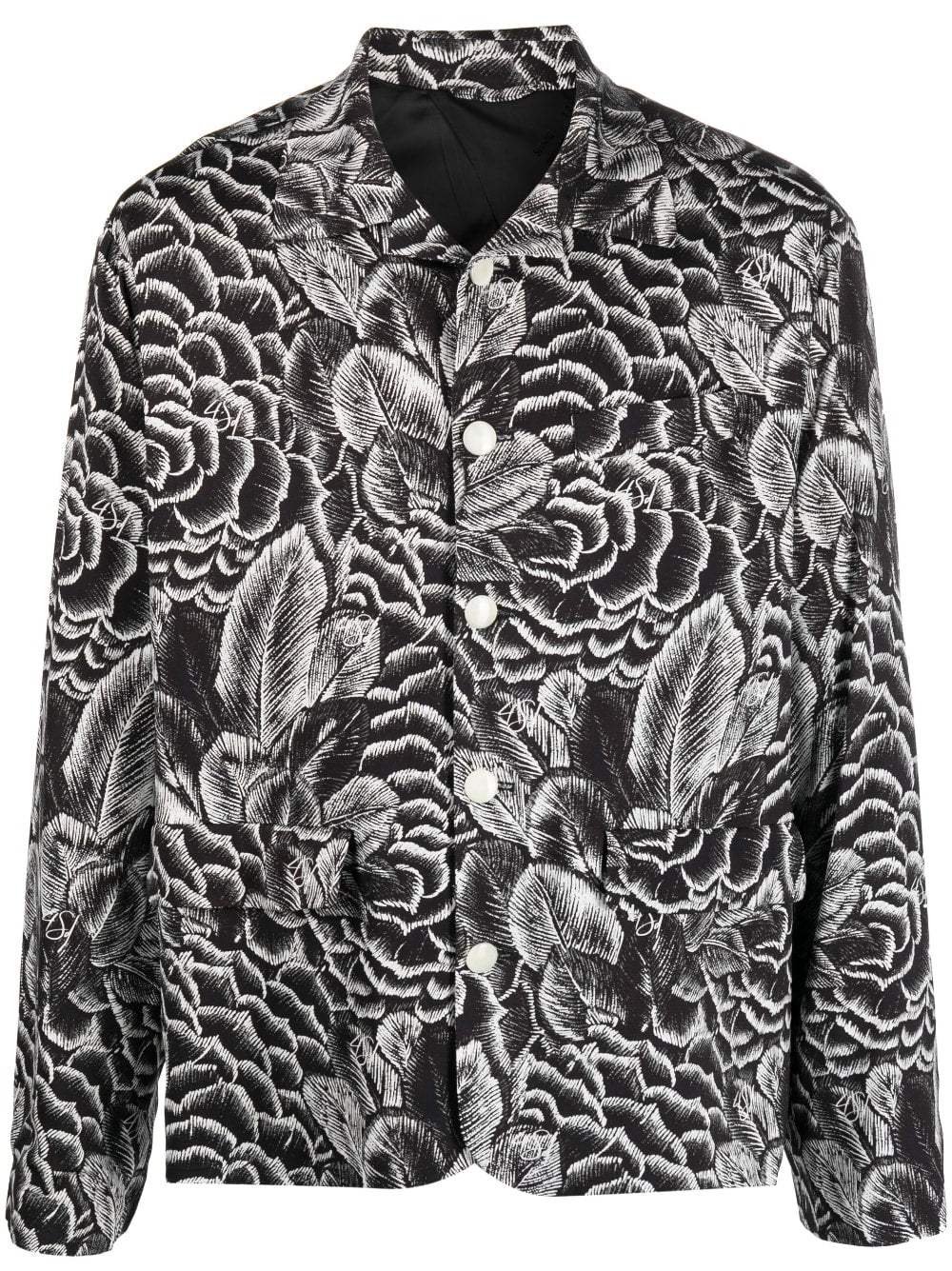 Shop 4sdesigns Floral-print Long-sleeve Shirt
