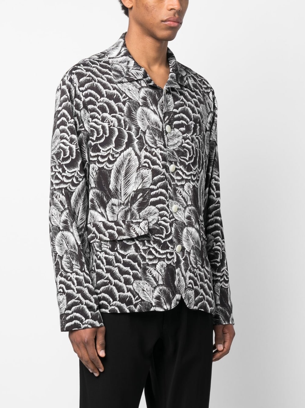Shop 4sdesigns Floral-print Long-sleeve Shirt