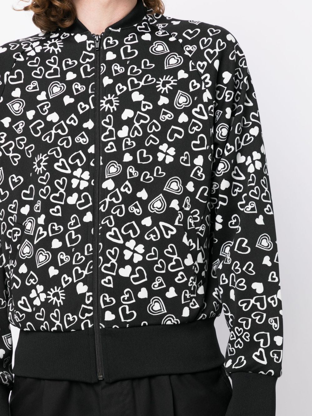 Shop Black Comme Des Garçons Heart-print Zipped Bomber Jacket