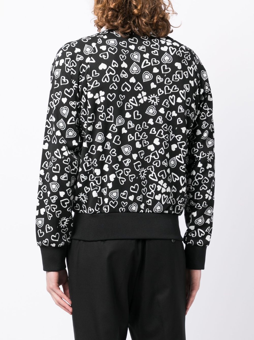 Shop Black Comme Des Garçons Heart-print Zipped Bomber Jacket