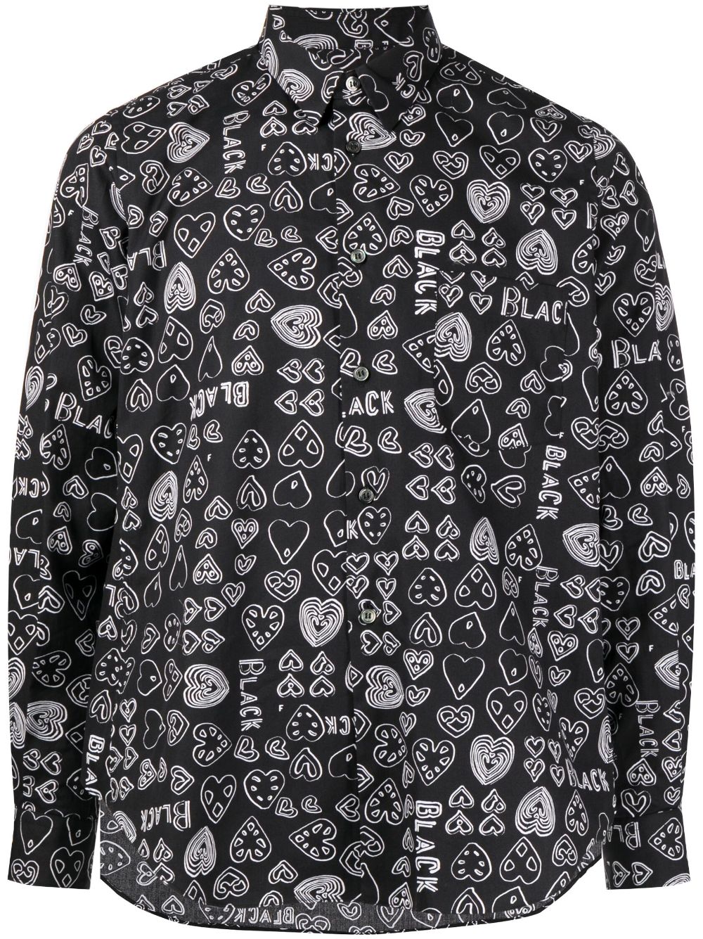 Shop Black Comme Des Garçons Heart-print Cotton Shirt