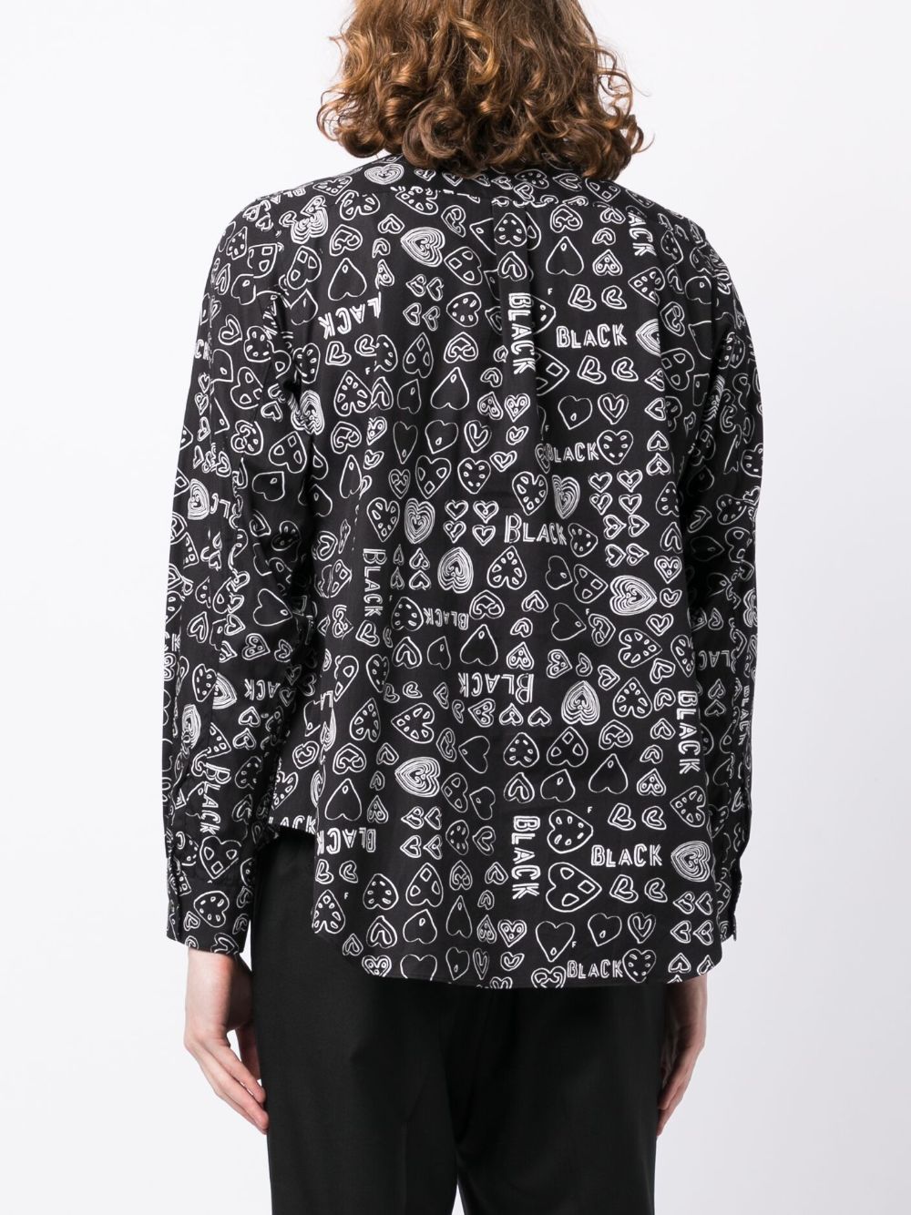 Shop Black Comme Des Garçons Heart-print Cotton Shirt